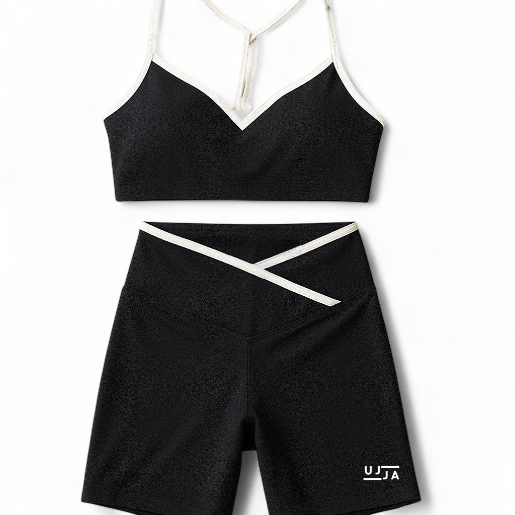 UJJA Black Women’s Crossover Workout Set – 2-Piece