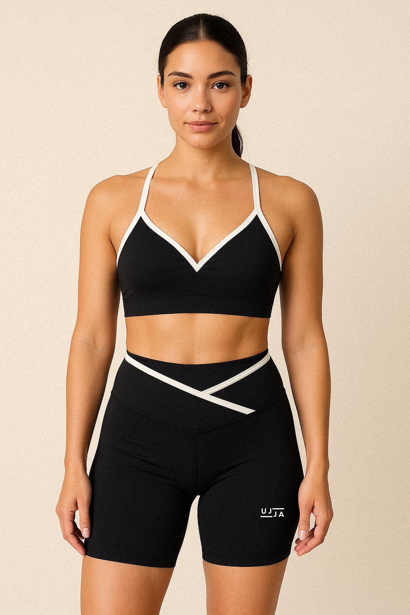 UJJA Black Women’s Crossover Workout Set – 2-Piece